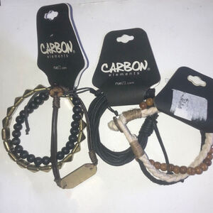 Lot of 3 Carbon NWT Boho Adjustable Stretchy Cord Beaded Bracelets